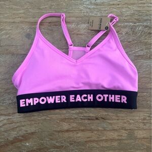 PINK Victoria's Secret Light Pink & Black 'Empower Each Other' Sports Bralette